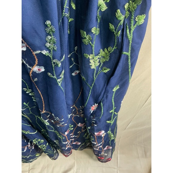 BloomChic Navy Blue Floral Butterfly Embroidered Mesh Maxi Dress Womens Plus 26 - Picture 13 of 15